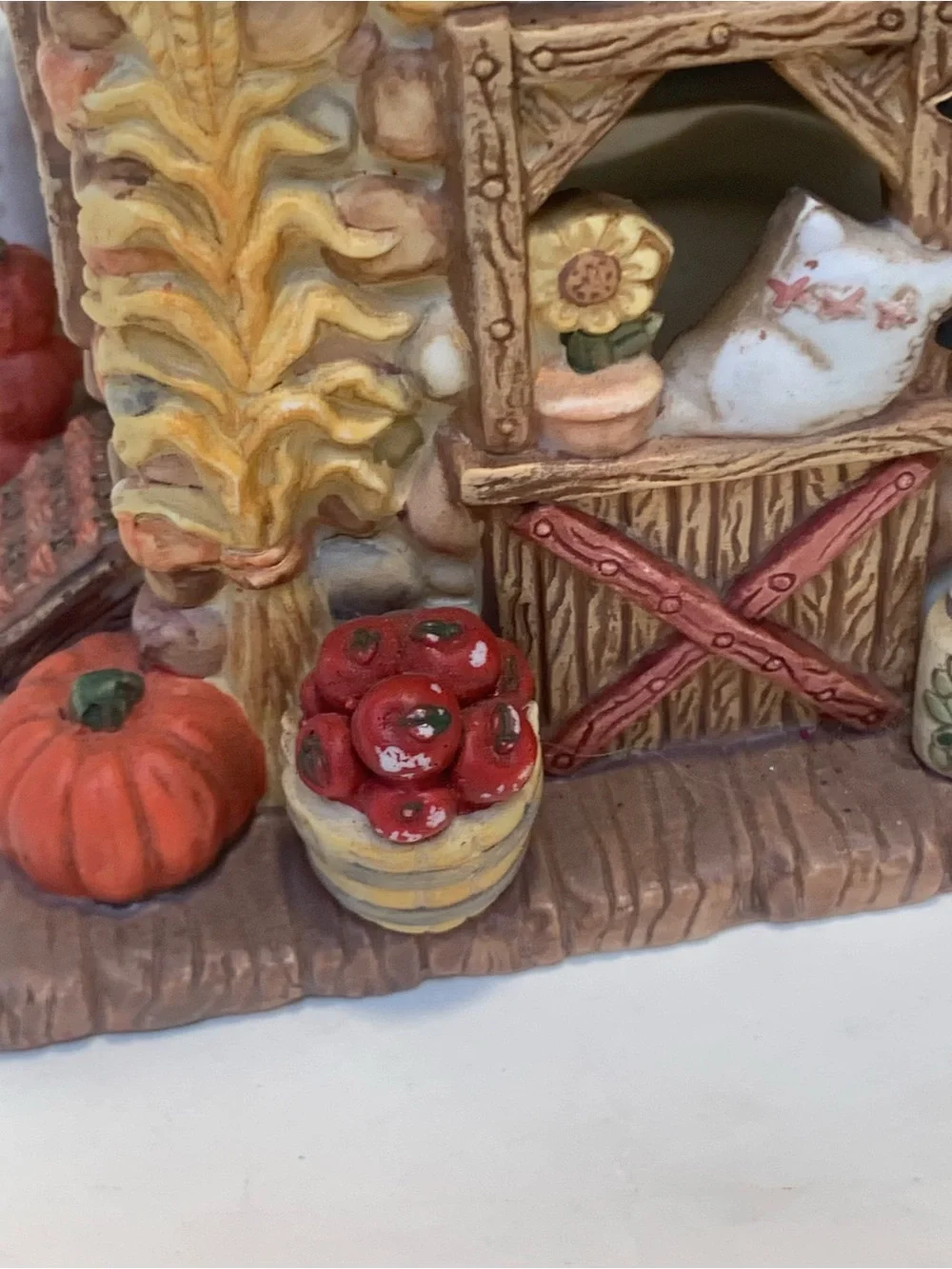 VTG Fall Wax Warmer Melt Ceramic Farmers Market Apples Pumpkins Rustic Country